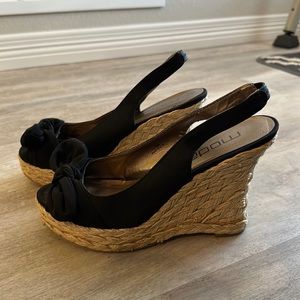 Black Bow Sling Wedges